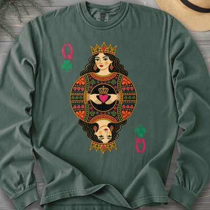 Shamrock Queen Playing Card Comfort Colors 6014 Long Sleeve