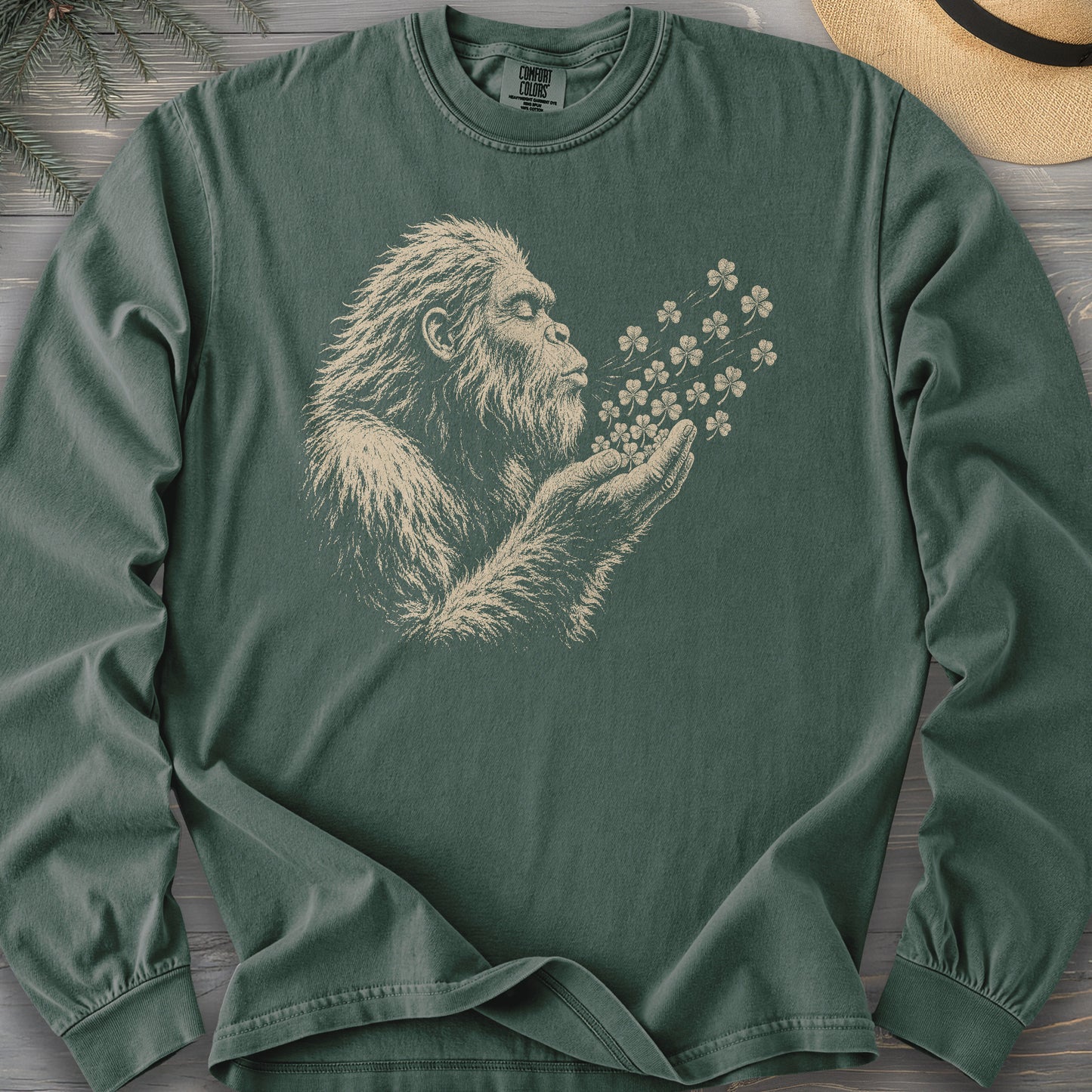 Bigfoot Shamrocks Comfort Colors 6014 Long Sleeve