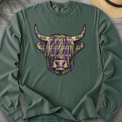 Scottish Highland Plaid Coo Comfort Colors 6014 Long Sleeve