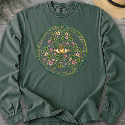 Claddagh Floral Triskele Comfort Colors 6014 Long Sleeve