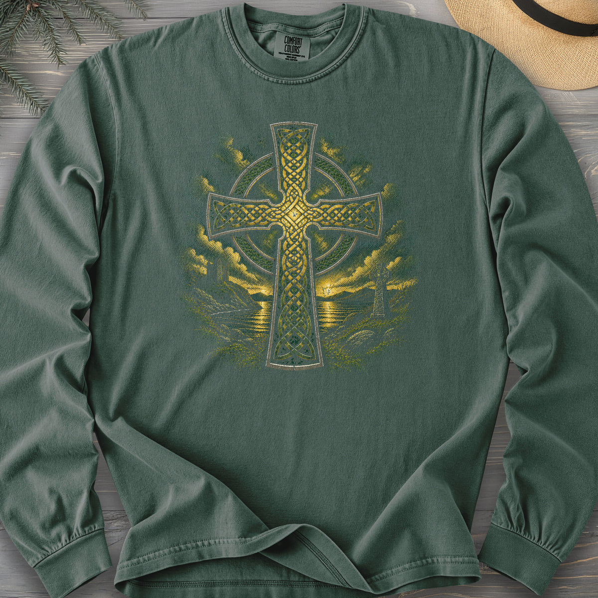 Celtic Cross Comfort Colors 6014 Long Sleeve