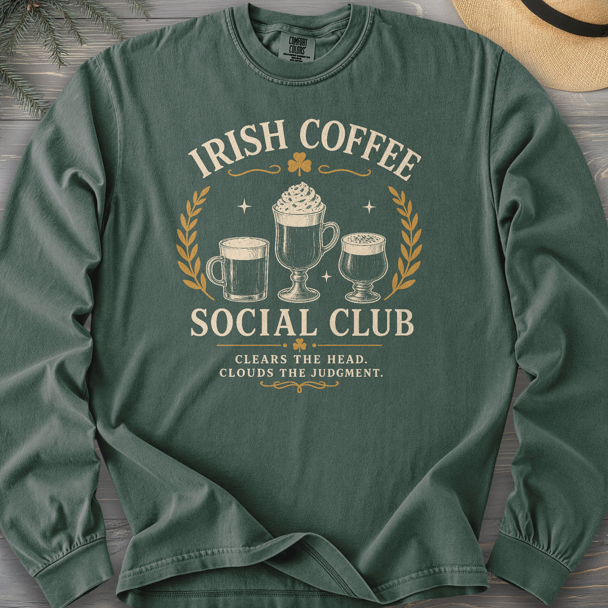 Irish Coffee Social Club Comfort Colors 6014 Long Sleeve