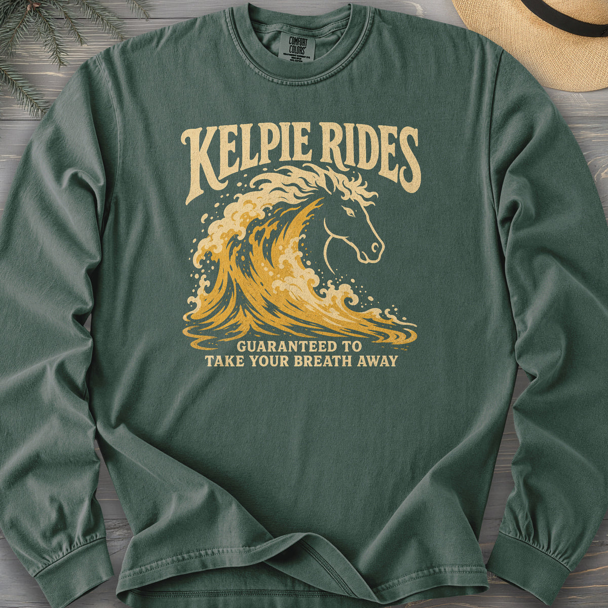 Kelpie Rides Retro Comfort Colors 6014 Long Sleeve