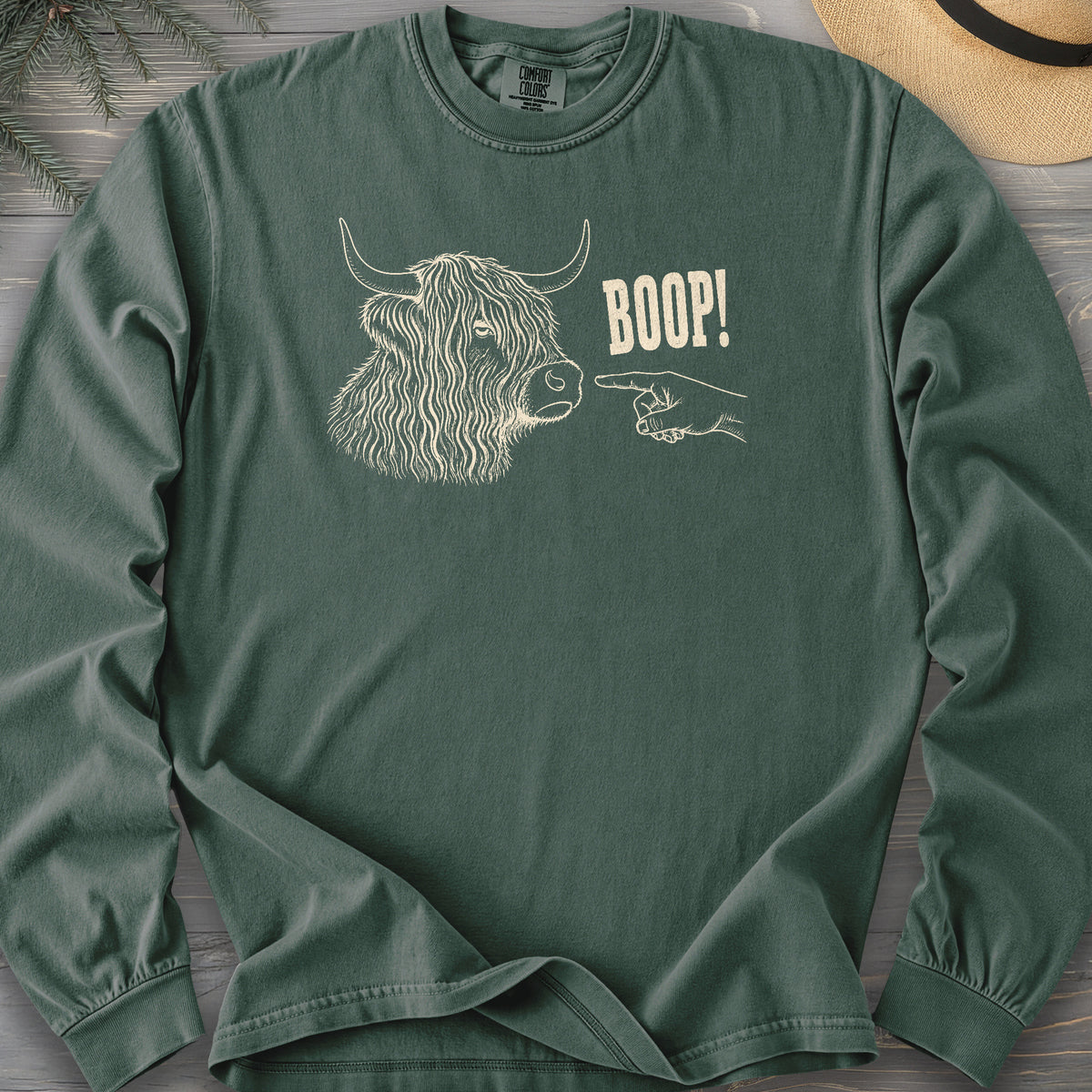 Boop Highland Coo Comfort Colors 6014 Long Sleeve