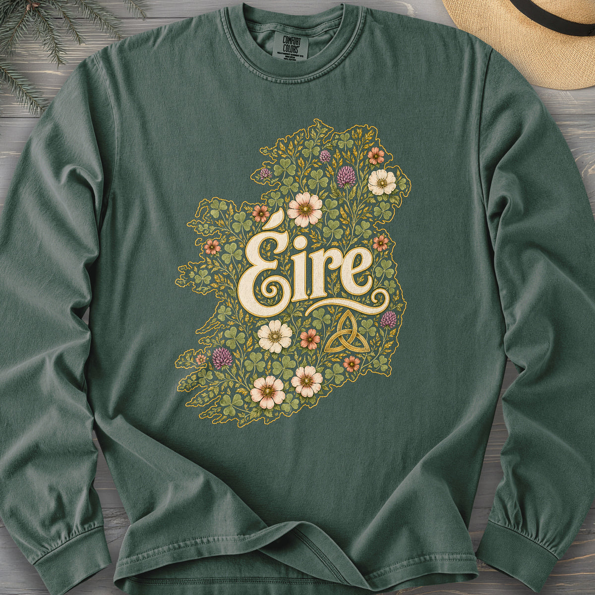 Éire Floral Map Comfort Colors 6014 Long Sleeve