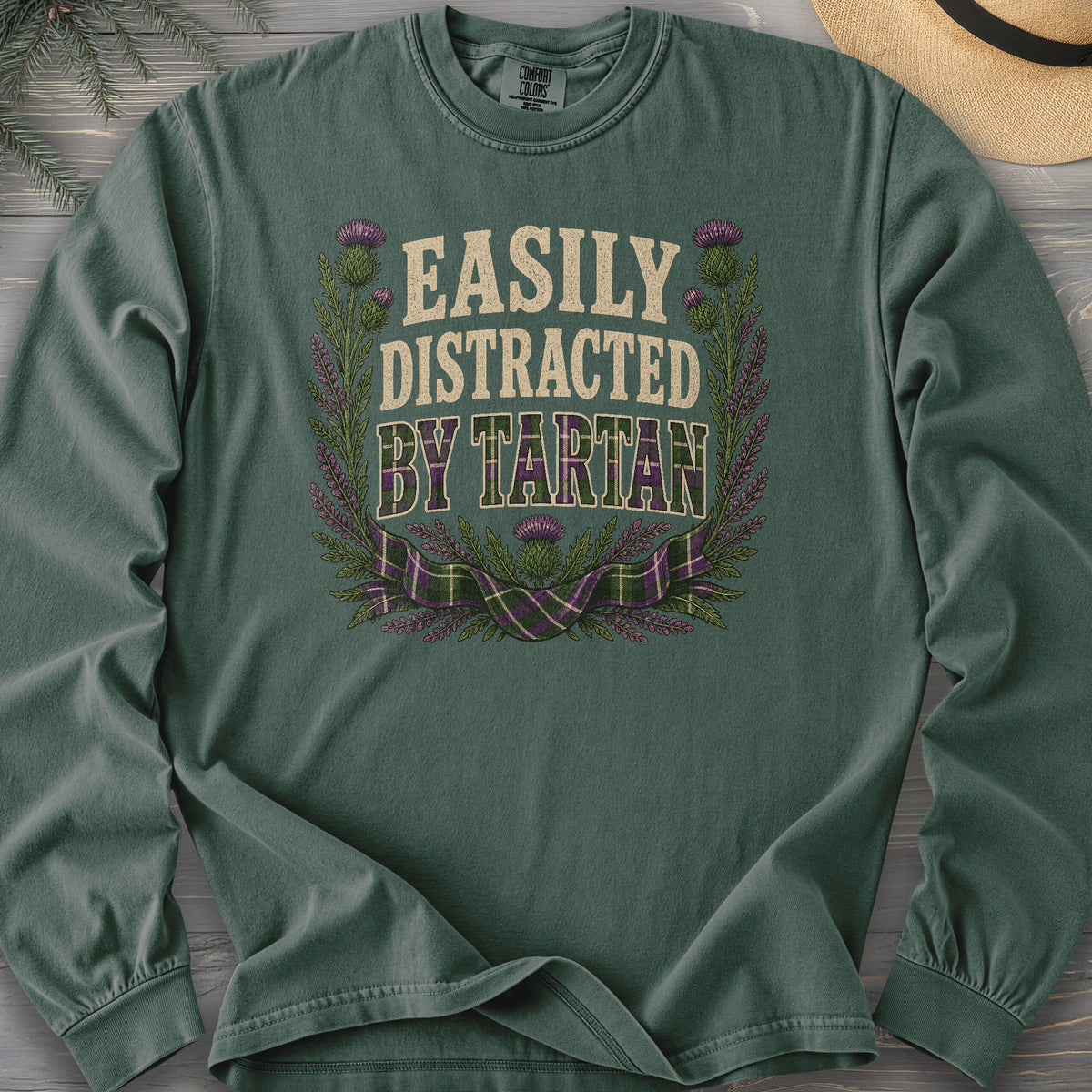 Easily Distracted By Tartan Comfort Colors 6014 Long Sleeve
