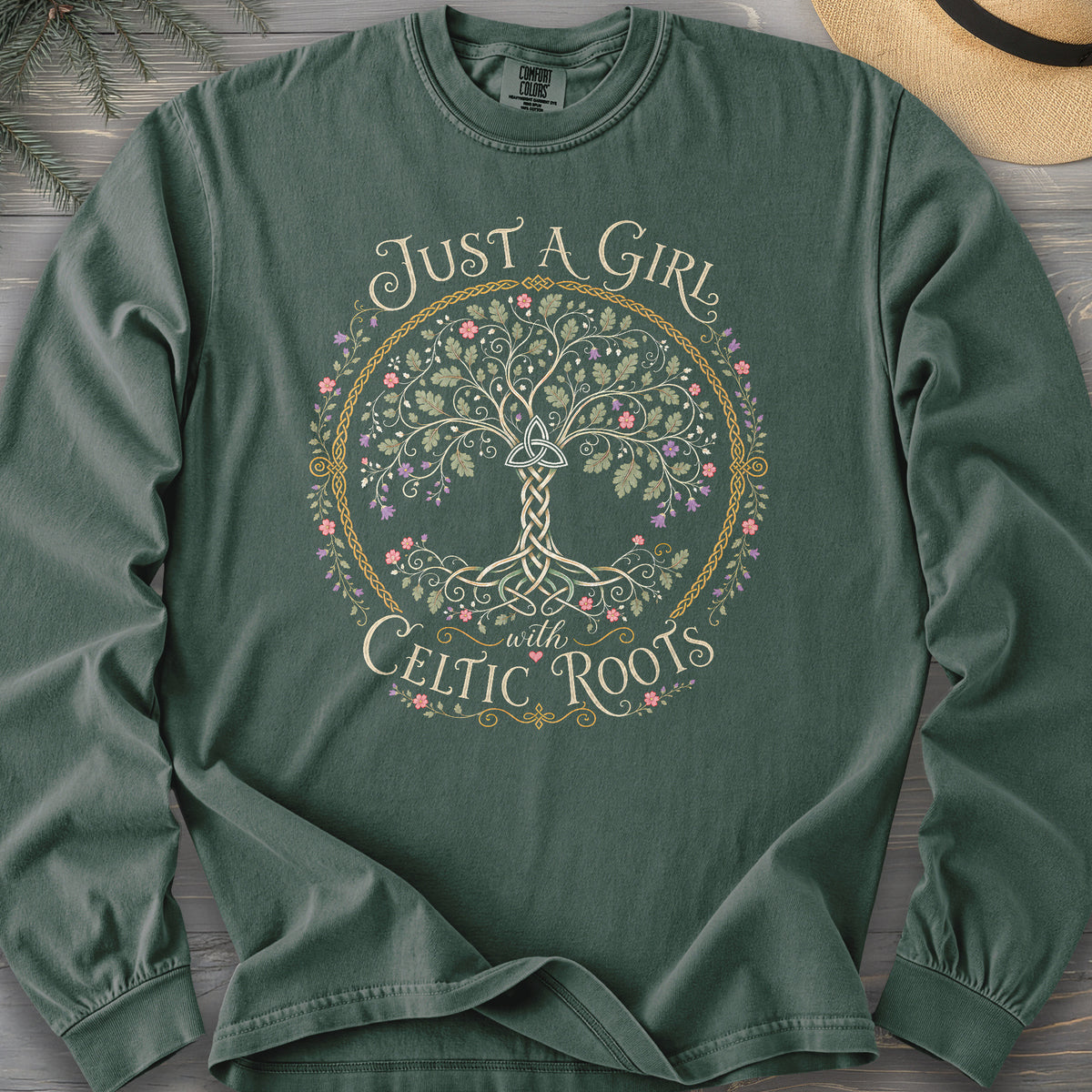 Just A Girl Celtic Comfort Colors 6014 Long Sleeve