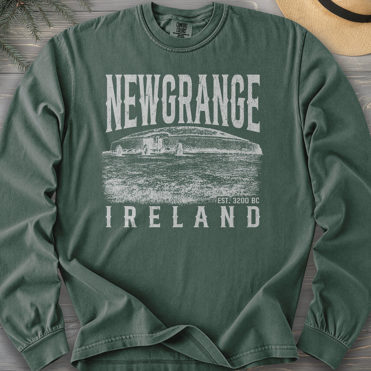 Newgrange Ireland Sketch Comfort Colors 6014 Long Sleeve