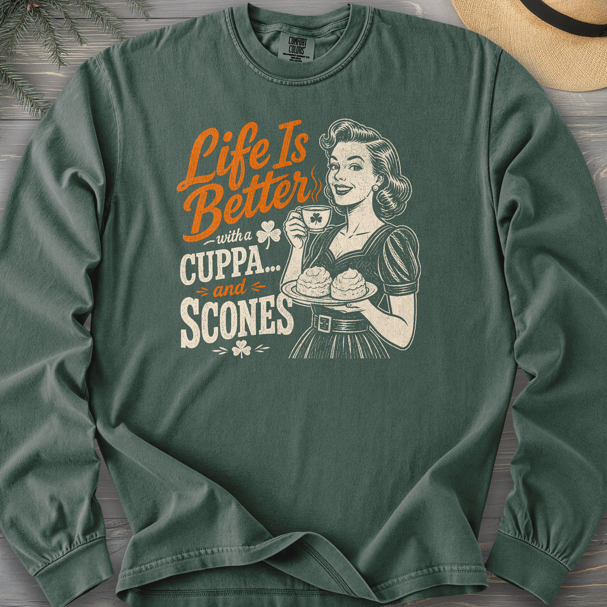 Cuppa Scones Comfort Colors 6014 Long Sleeve