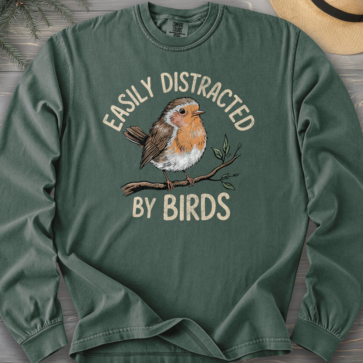 Easily Distracted By Birds Robin Textured Long Sleeve Shirt