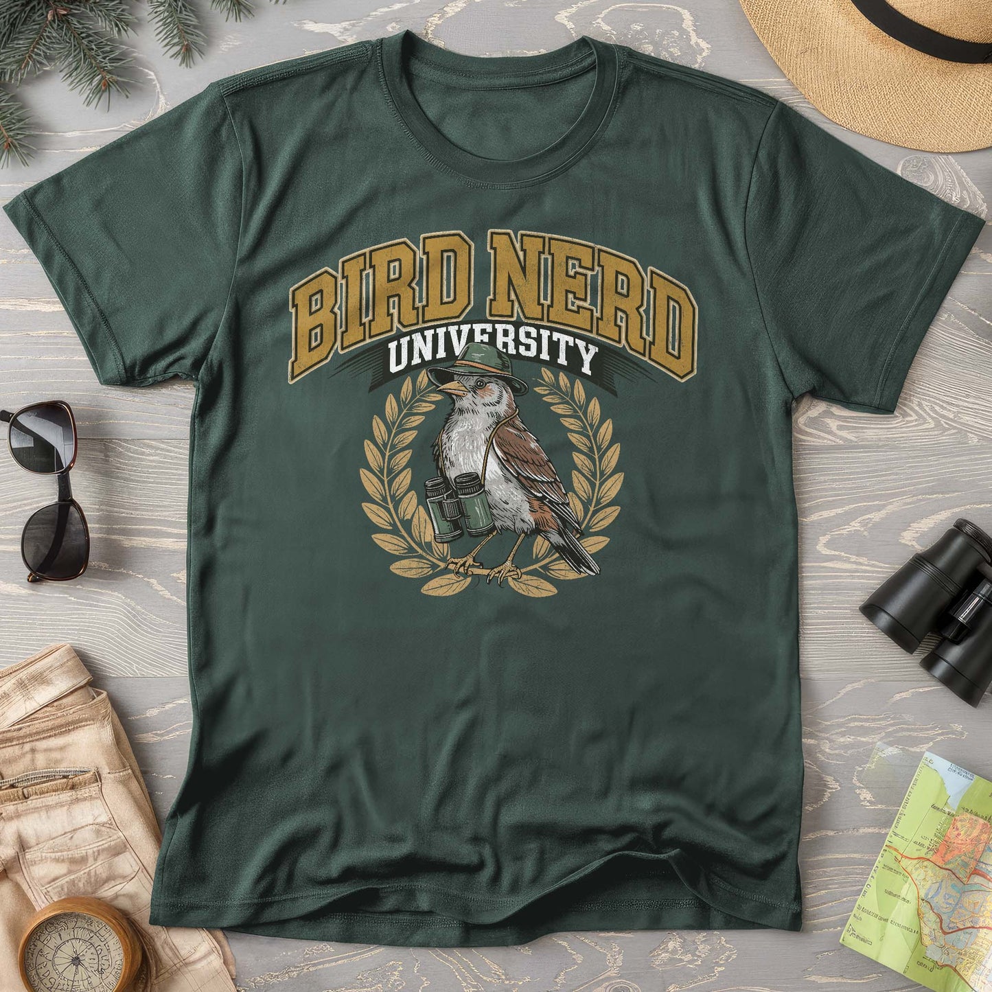Bird Nerd University Varsity Textured Comfort Colors T-Shirt