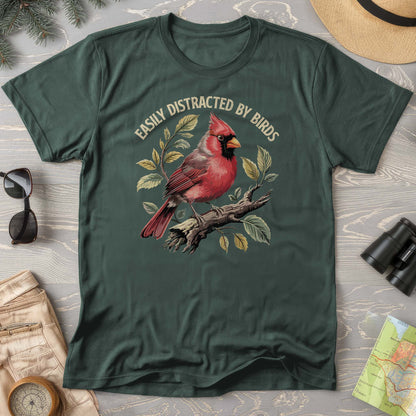 Easily Distracted By Birds Cardinal Comfort Colors T-Shirt