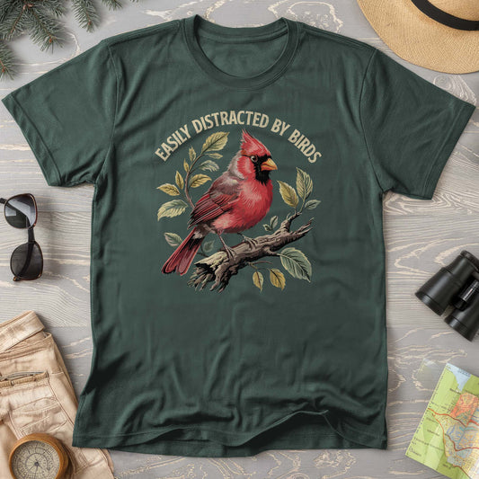 Easily Distracted By Birds Cardinal Comfort Colors T-Shirt