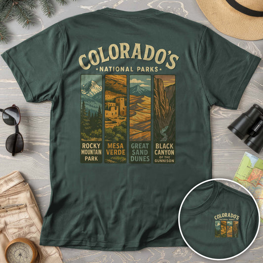 Colorado National Parks Vertical Front/Back Print Comfort Colors T-Shirt
