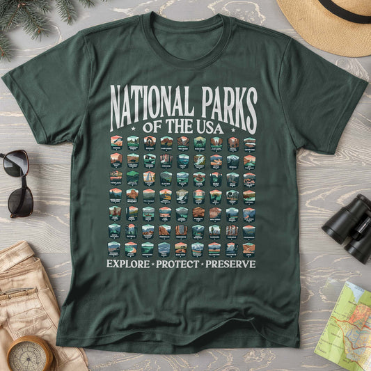 National Parks of the USA 63 Badges "Big and Bold" T-Shirt