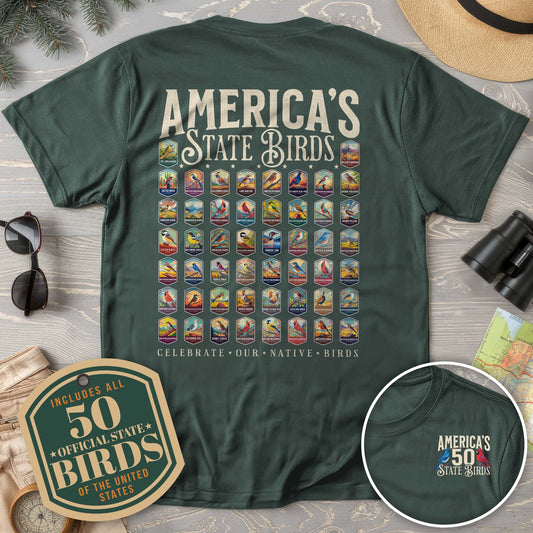 Bargain Bin Overstock! America's State Birds Front/Back Print T-Shirt