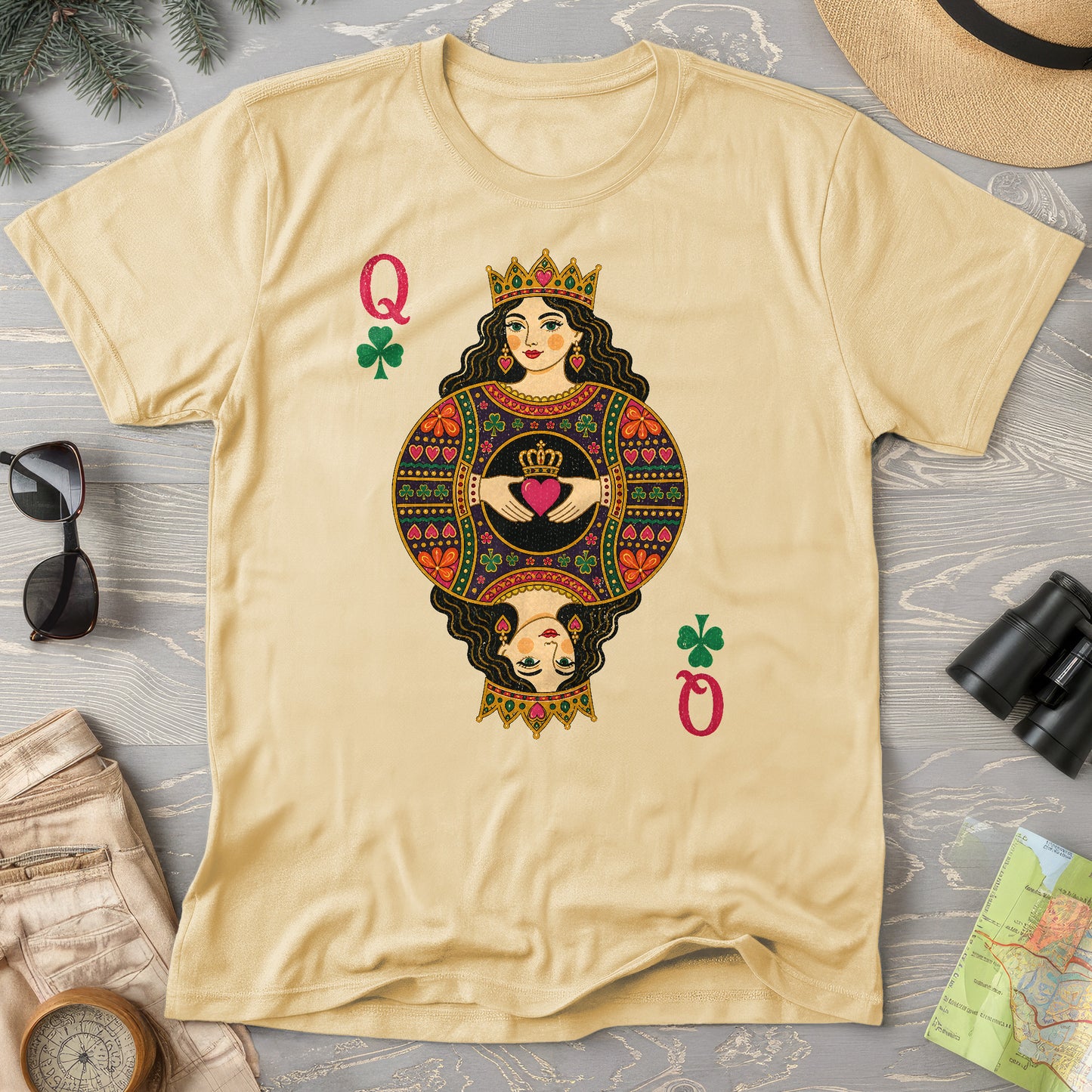 Shamrock Queen Playing Card T-Shirt