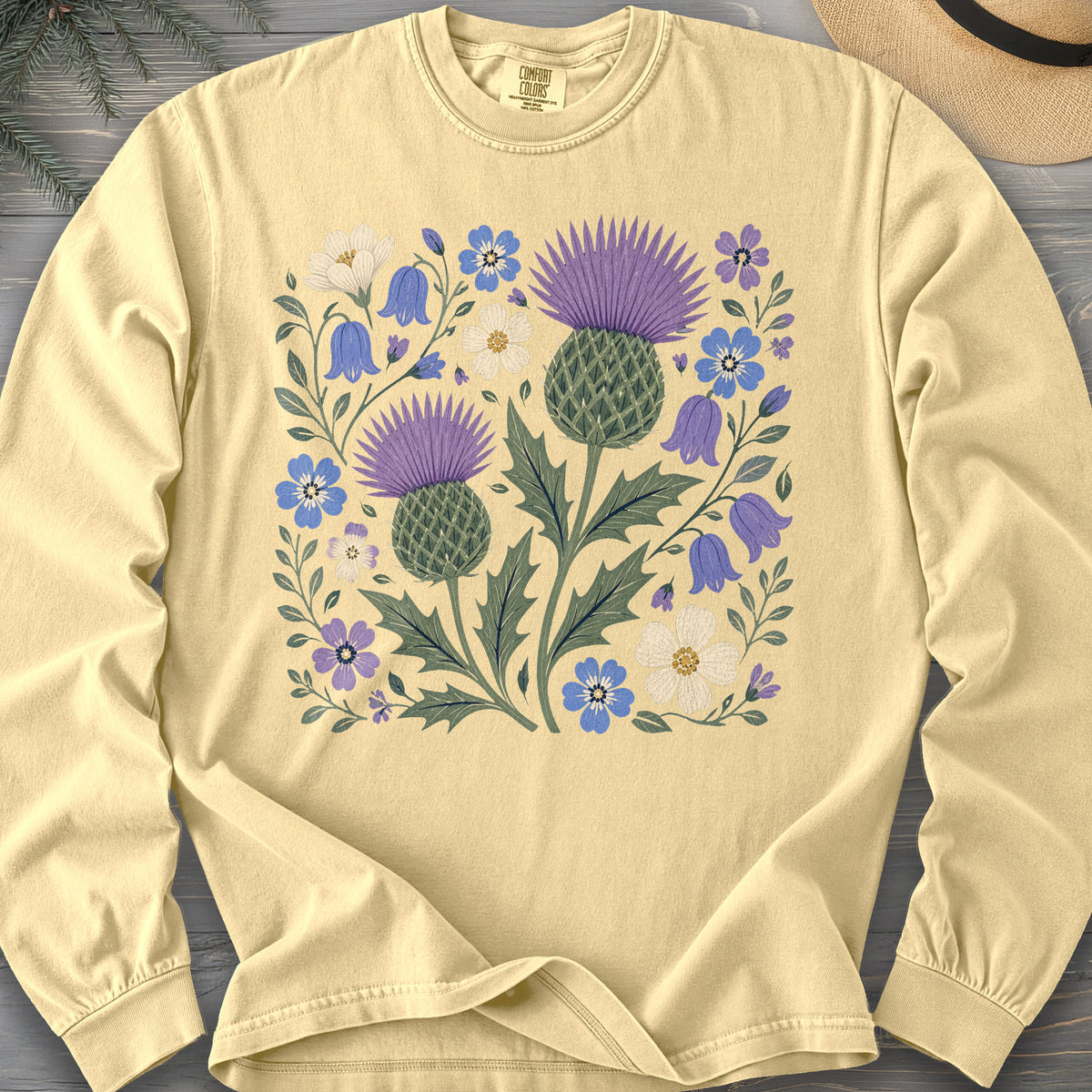 Scottish Thistle Floral Long Sleeve Shirt