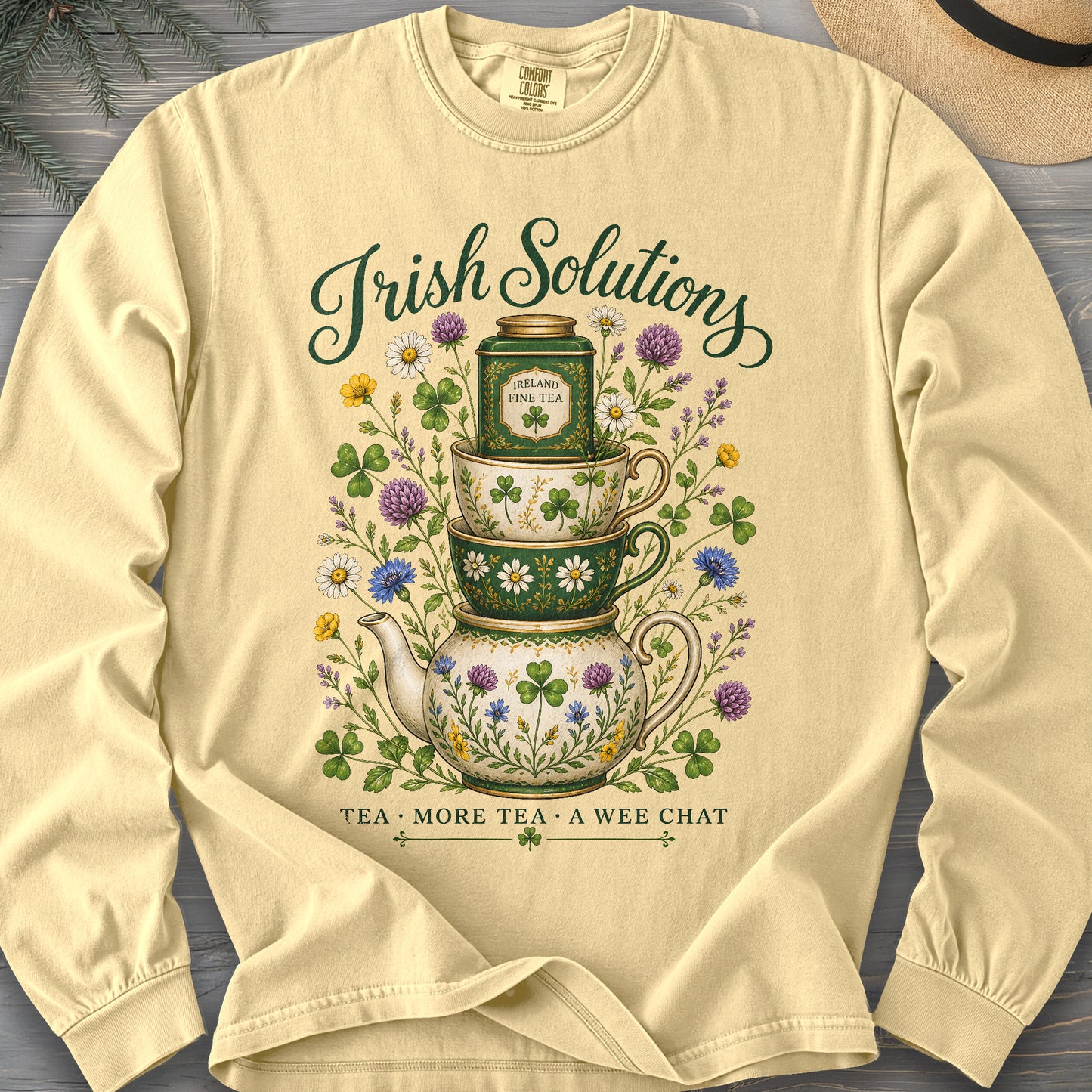 Irish Solutions Tea Cups Long Sleeve Shirt