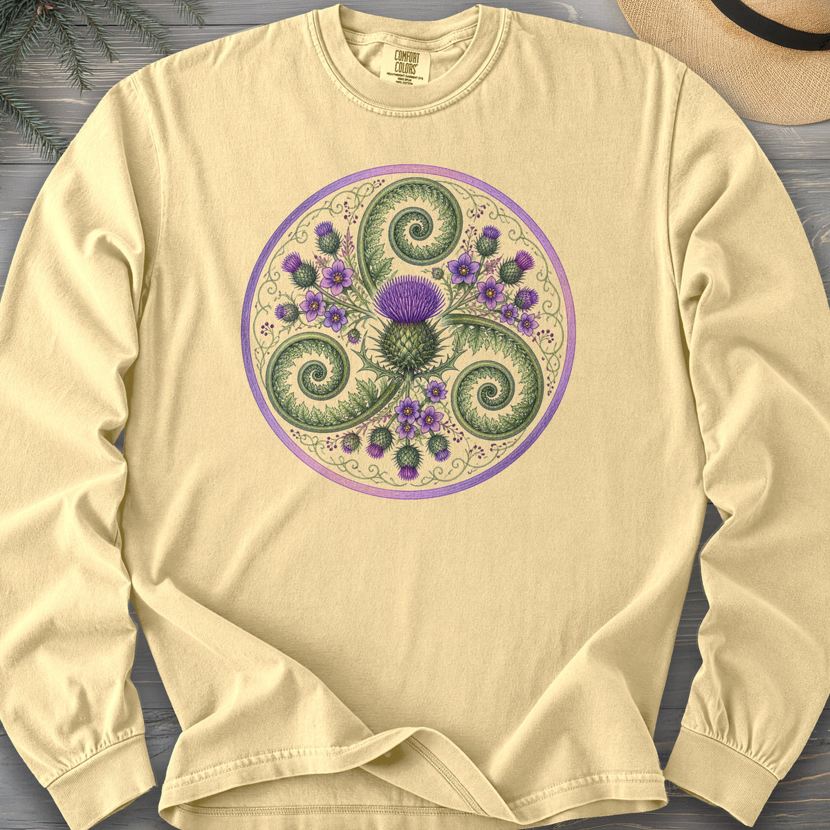 Thistle Triskele Fern Comfort Colors 6014 Long Sleeve