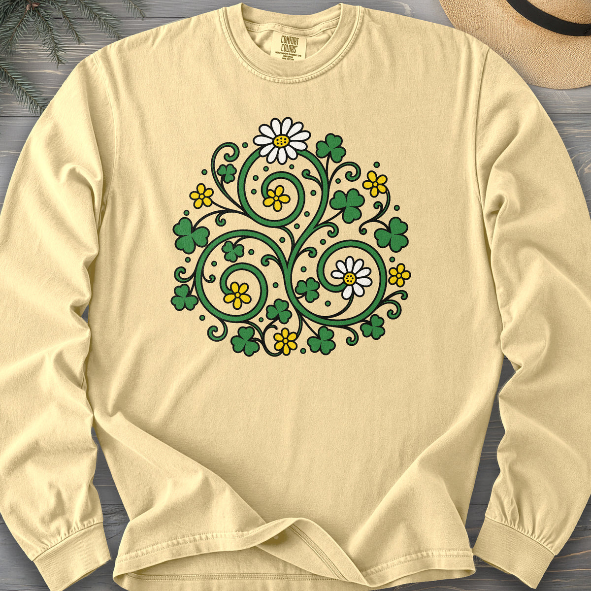Celtic Shamrock Triskele Comfort Colors 6014 Long Sleeve