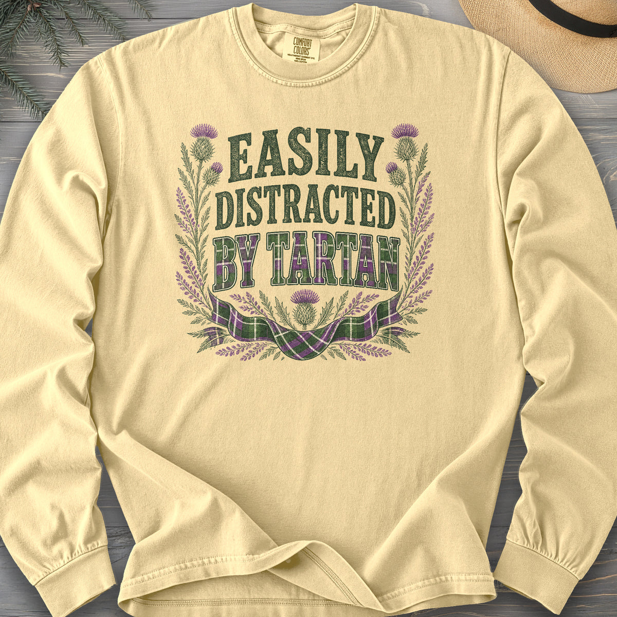 Easily Distracted By Tartan Comfort Colors 6014 Long Sleeve