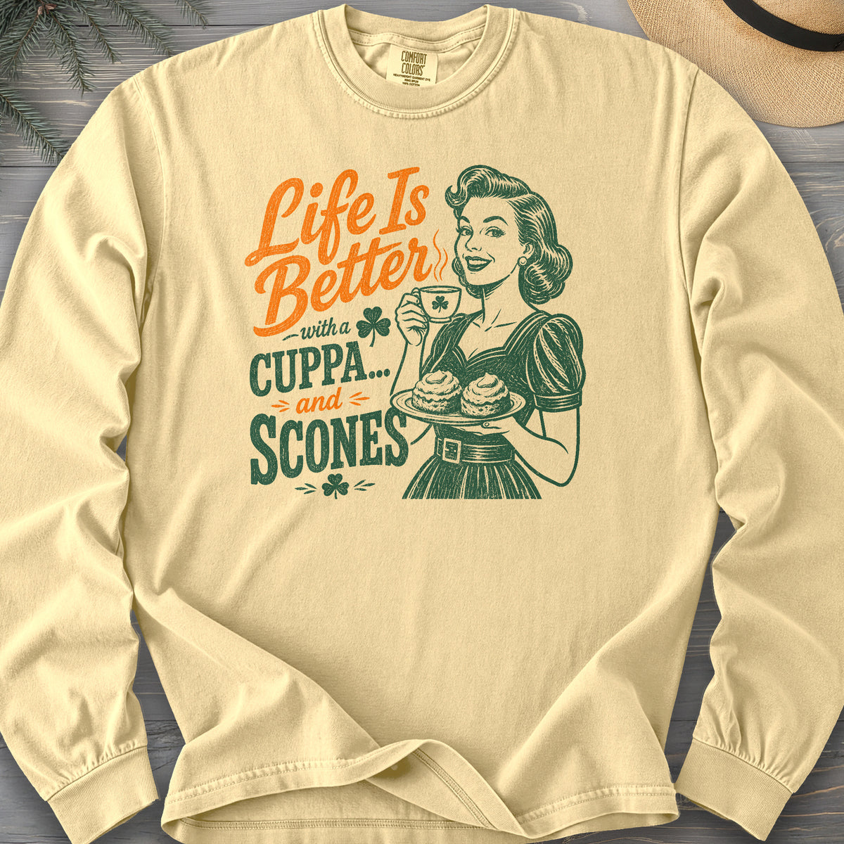 Cuppa Scones Comfort Colors 6014 Long Sleeve