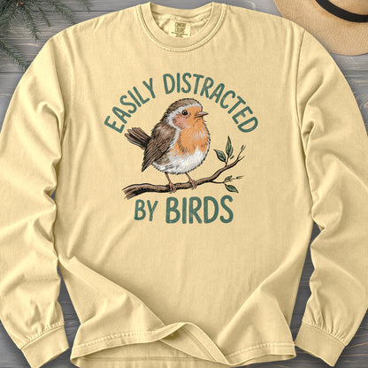 Easily Distracted By Birds Robin Textured Long Sleeve Shirt