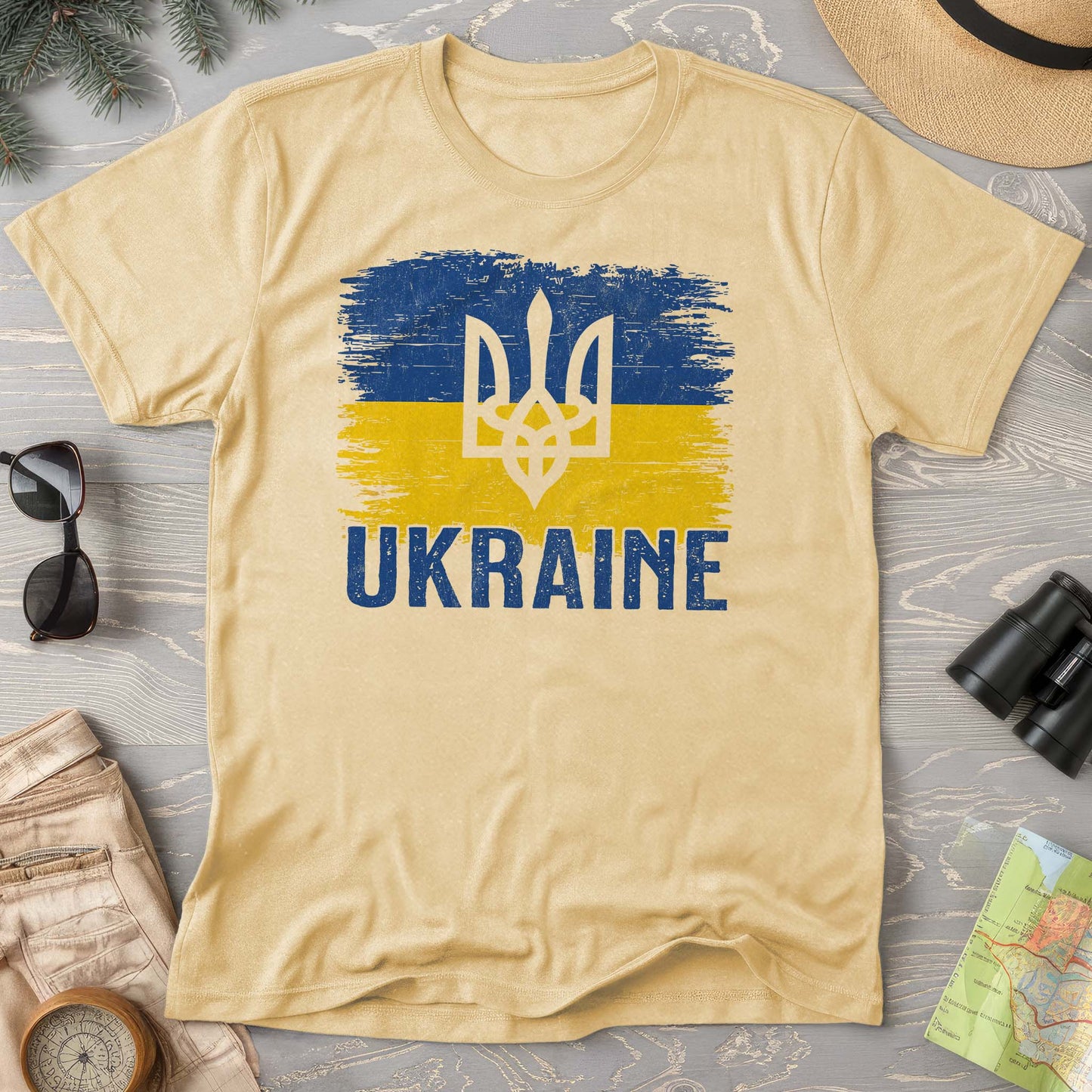 Ukraine Textured Trident Flag Comfort Colors T-Shirt