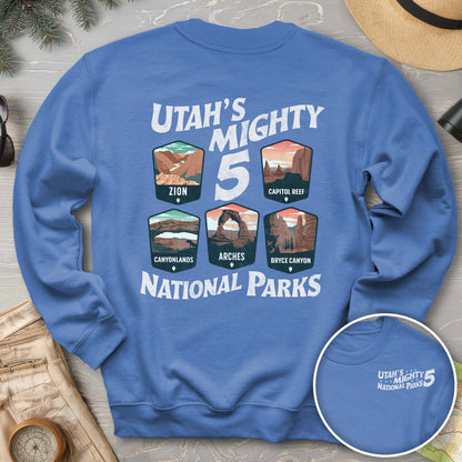 Utah's Mighty Five National Parks "5 Badges" Front/Back Sweatshirt