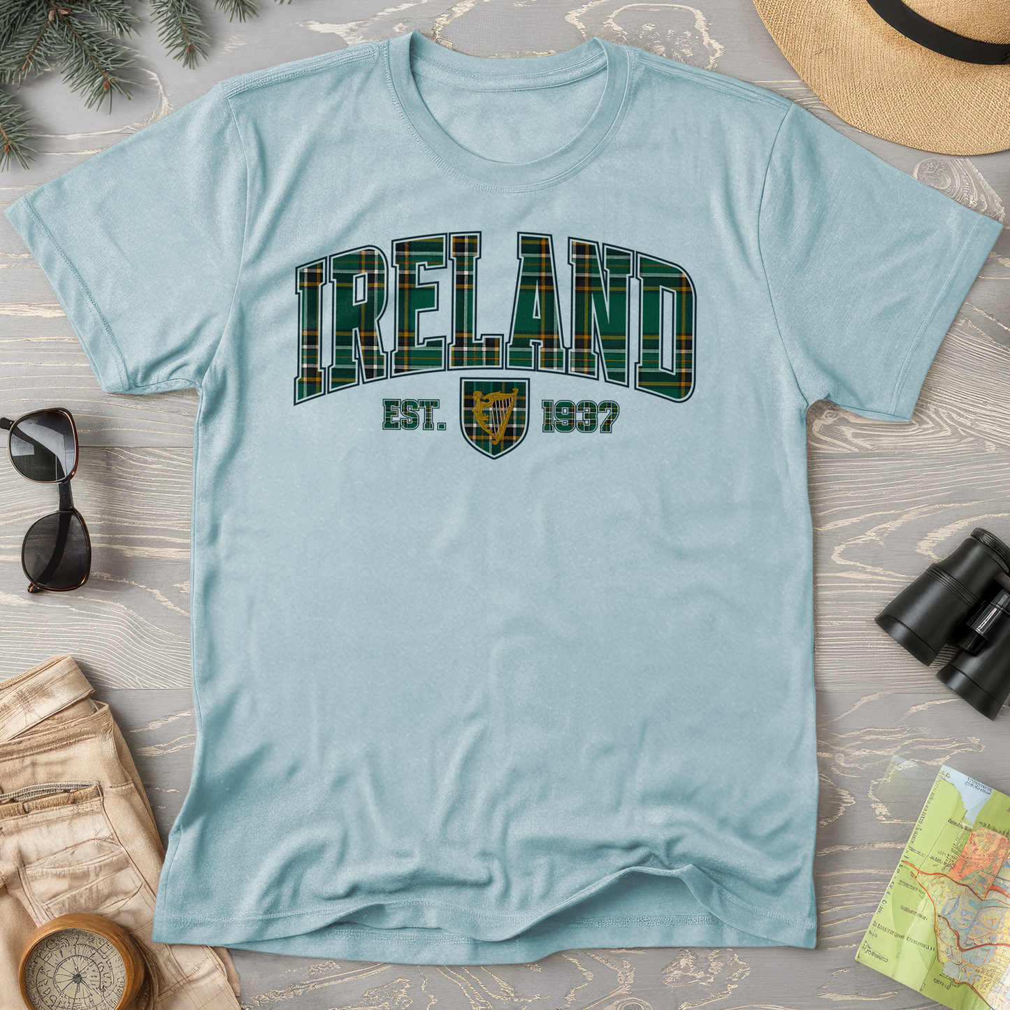 Ireland Tartan Varsity Comfort Colors T-Shirt