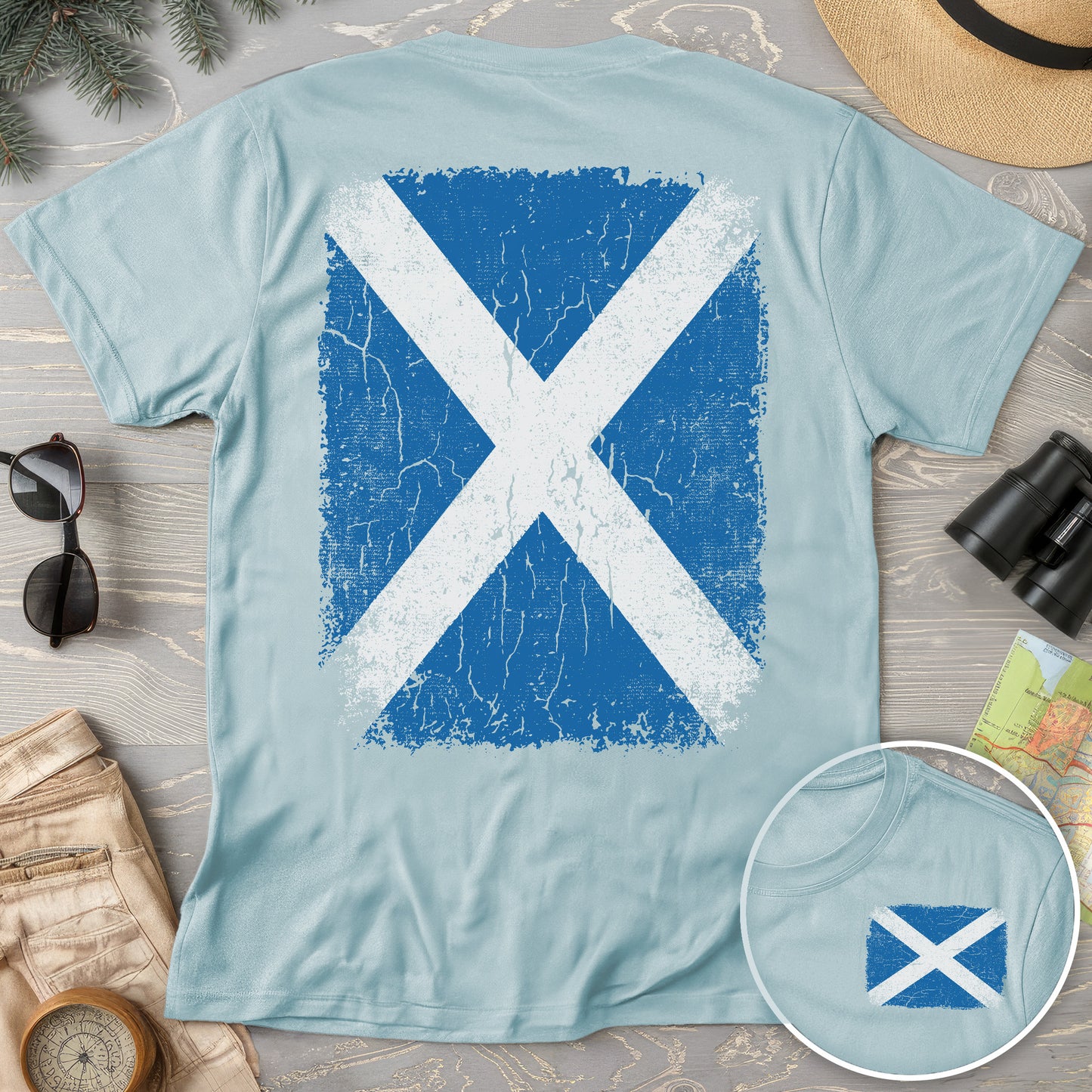 Scotland Distressed Flag Front/Back Print T-Shirt