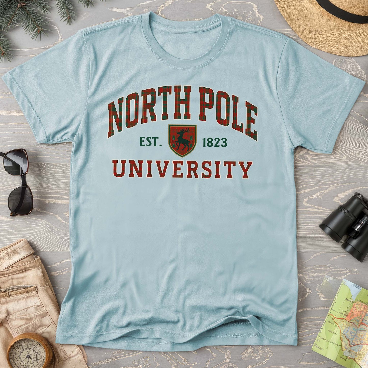 North Pole University Holiday Plaid Comfort Colors T-Shirt