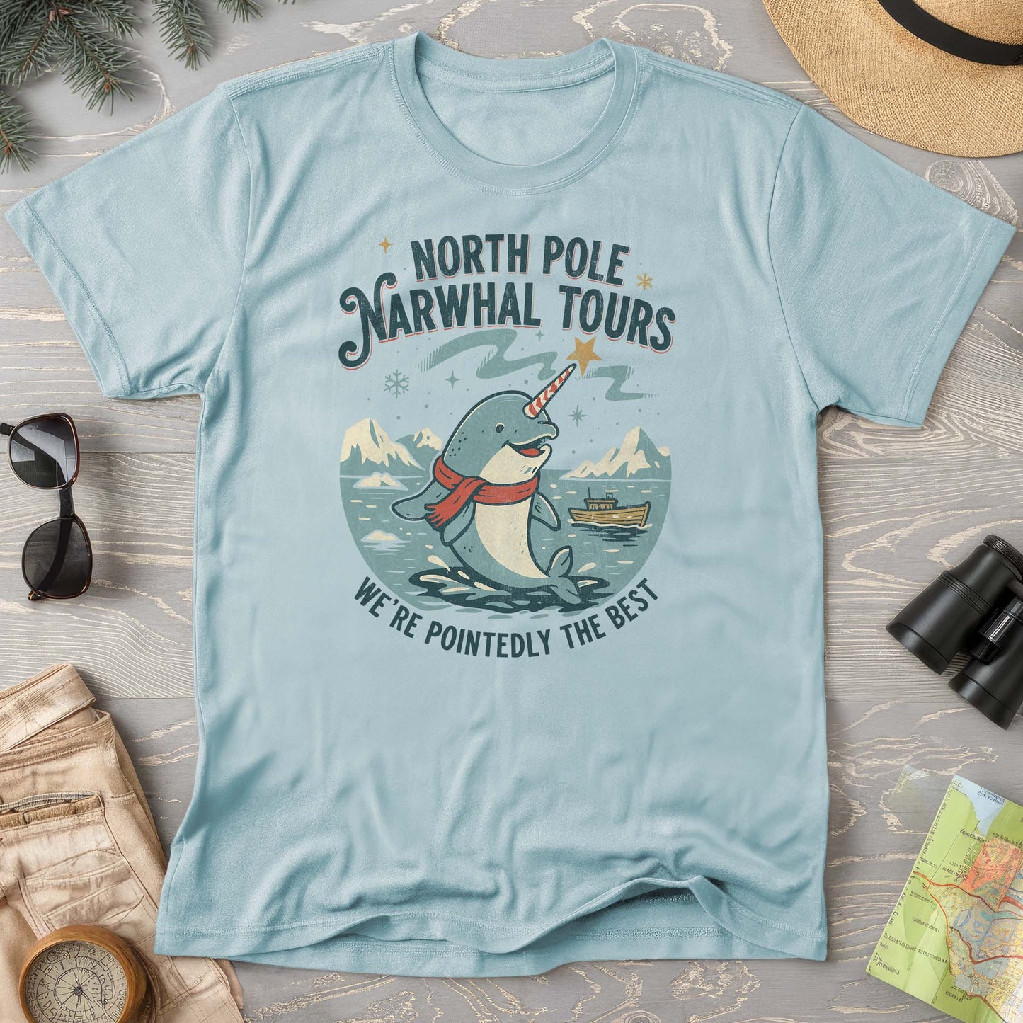 North Pole Narwhal Tours Comfort Colors T-shirt