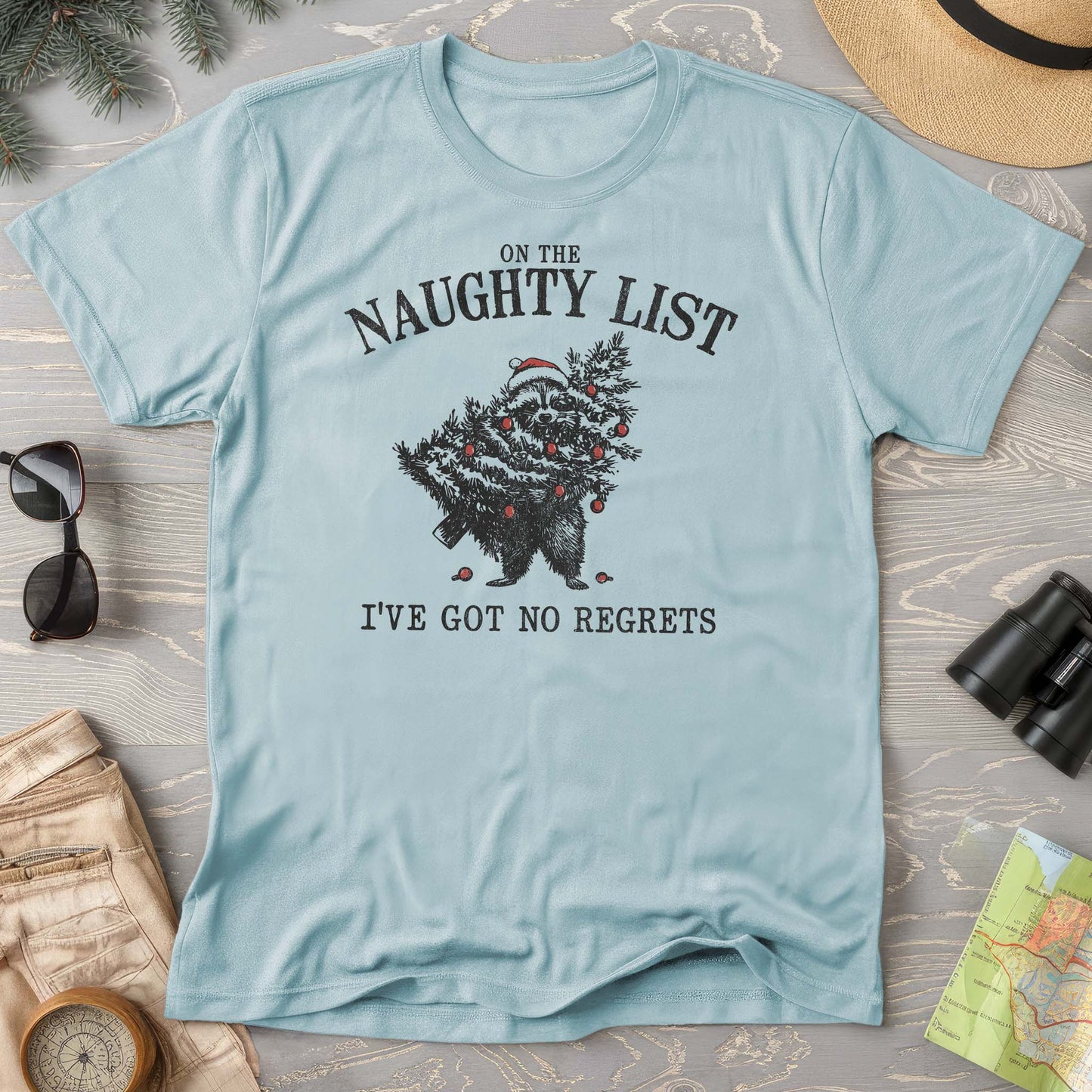Naughty List Racoon Xmas Comfort Colors T-shirt
