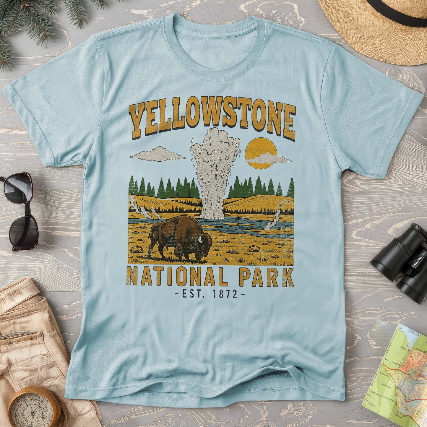 Yellowstone Old Faithful Buffalo Comfort Colors T-shirt