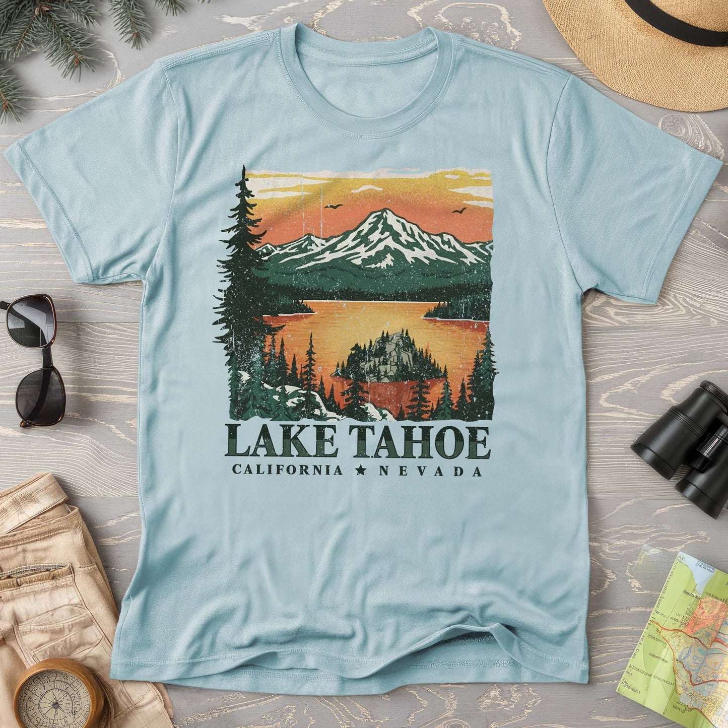 Lake Tahoe Emerald Bay Sunset Comfort Colors T-shirt