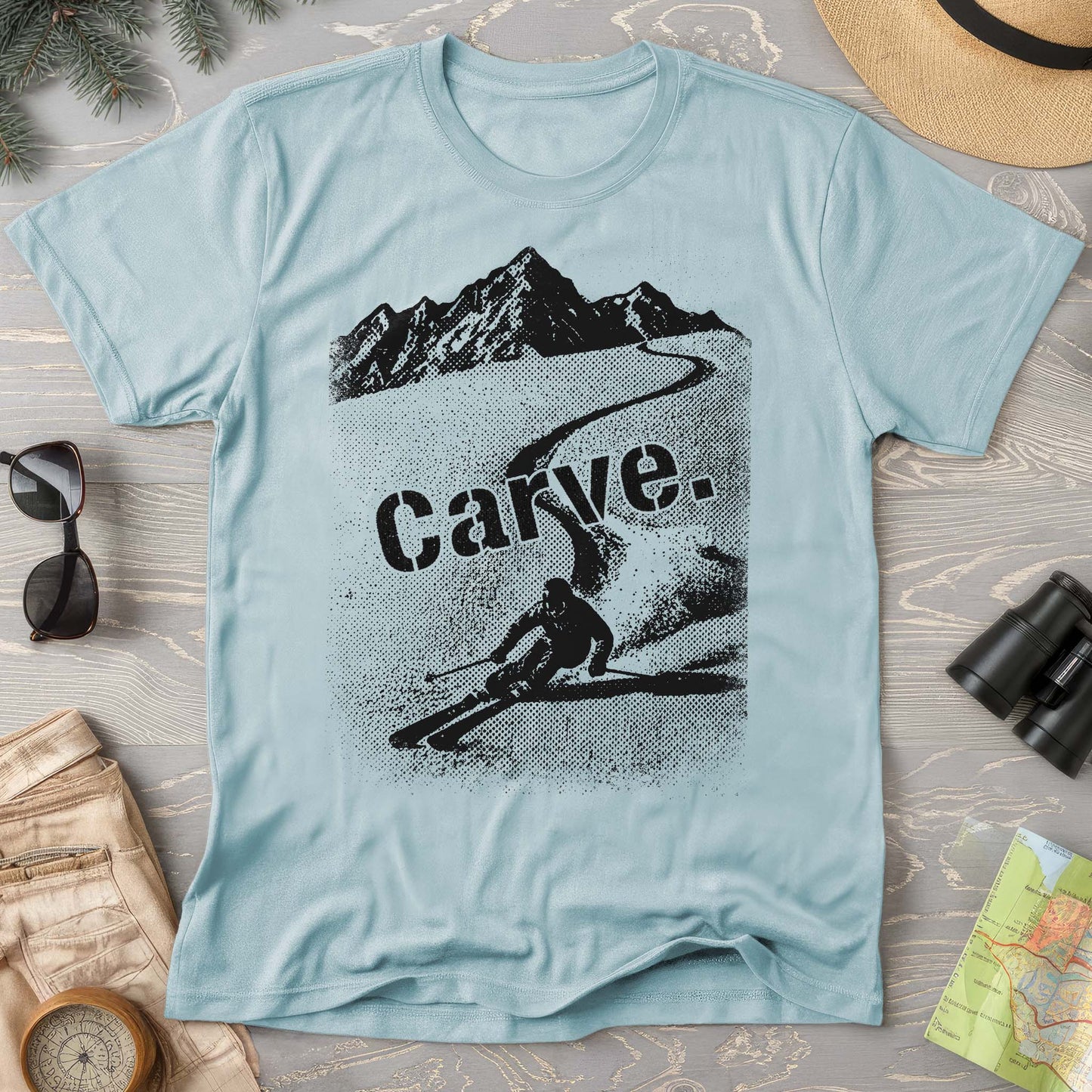 Carve Ski Print Comfort Colors T-shirt