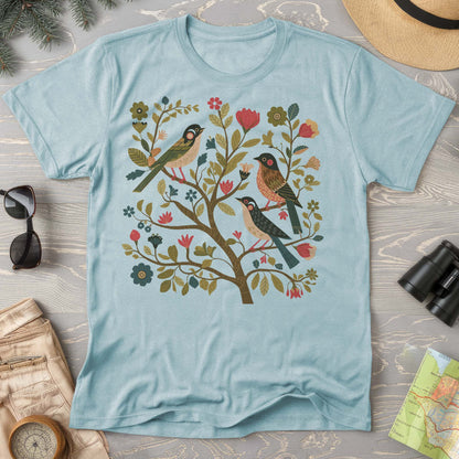 Cottagecore Birds "Folk Art Print" Comfort Colors T-Shirt
