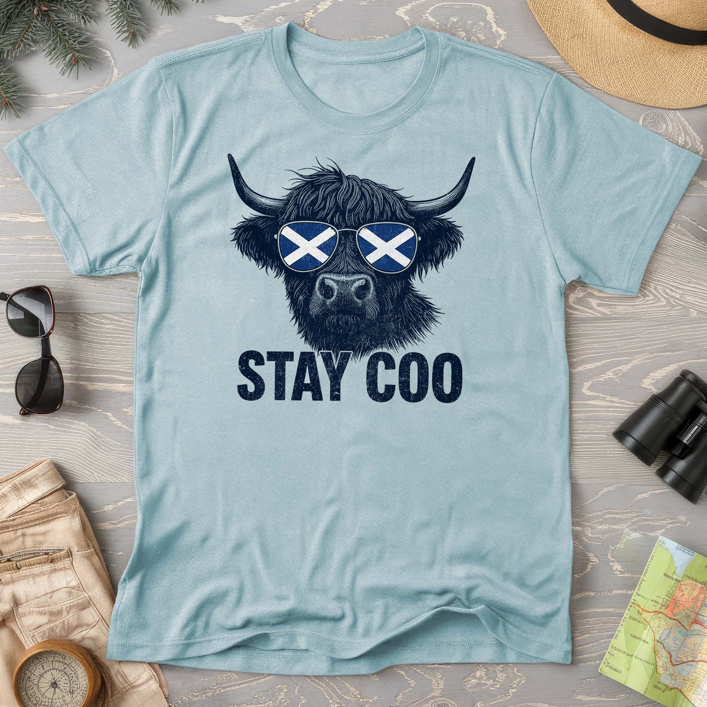 Stay Coo Highland Cow "Sunglasses" Comfort Colors T-Shirt