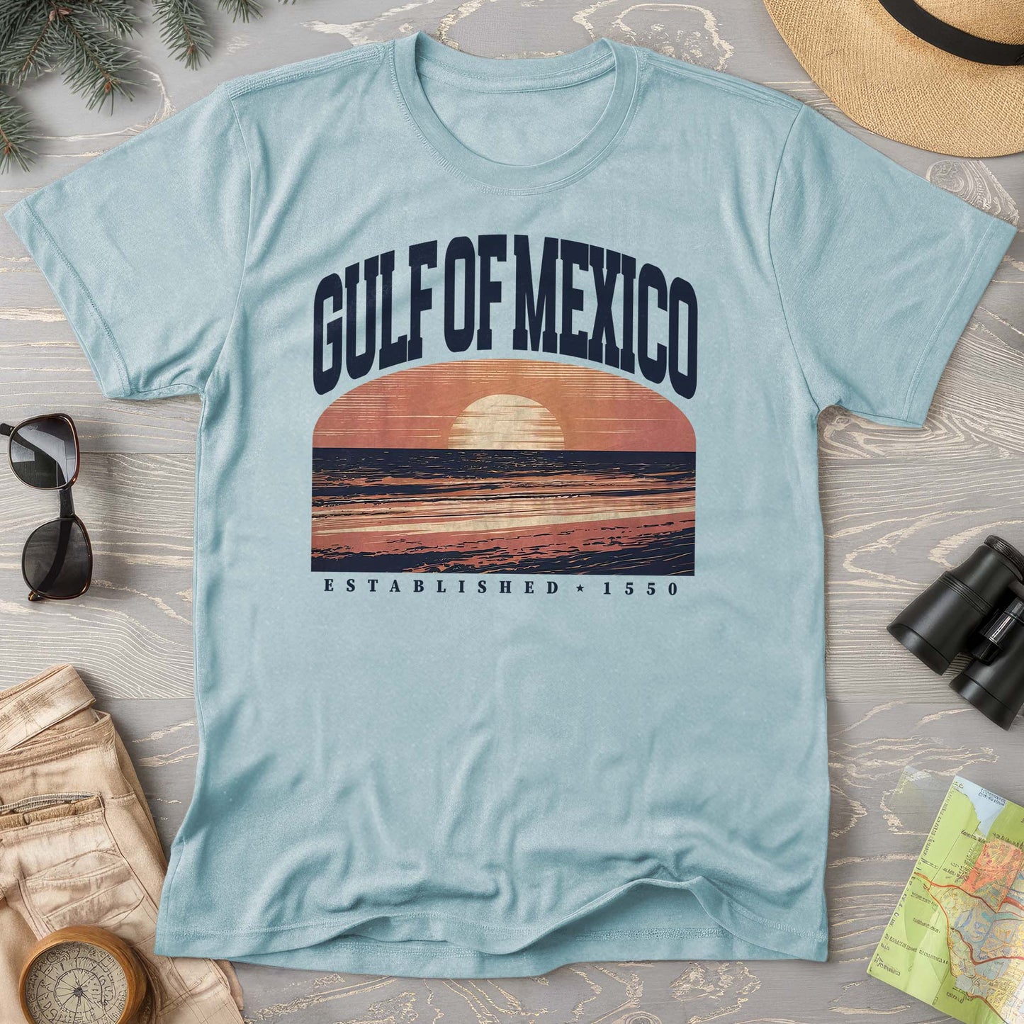 Gulf of Mexico Varsity Sunset Comfort Colors T-Shirt