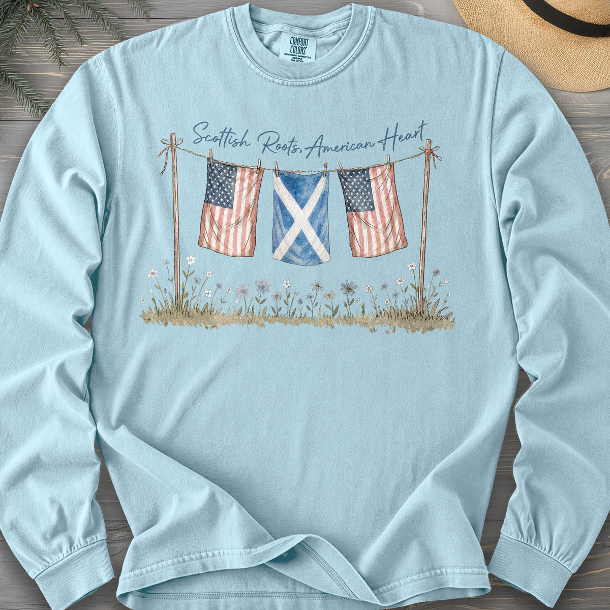 Scottish Roots American Heart Long Sleeve Shirt