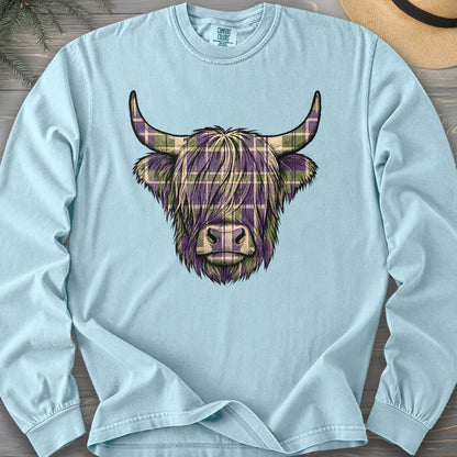 Scottish Highland Plaid Coo Comfort Colors 6014 Long Sleeve