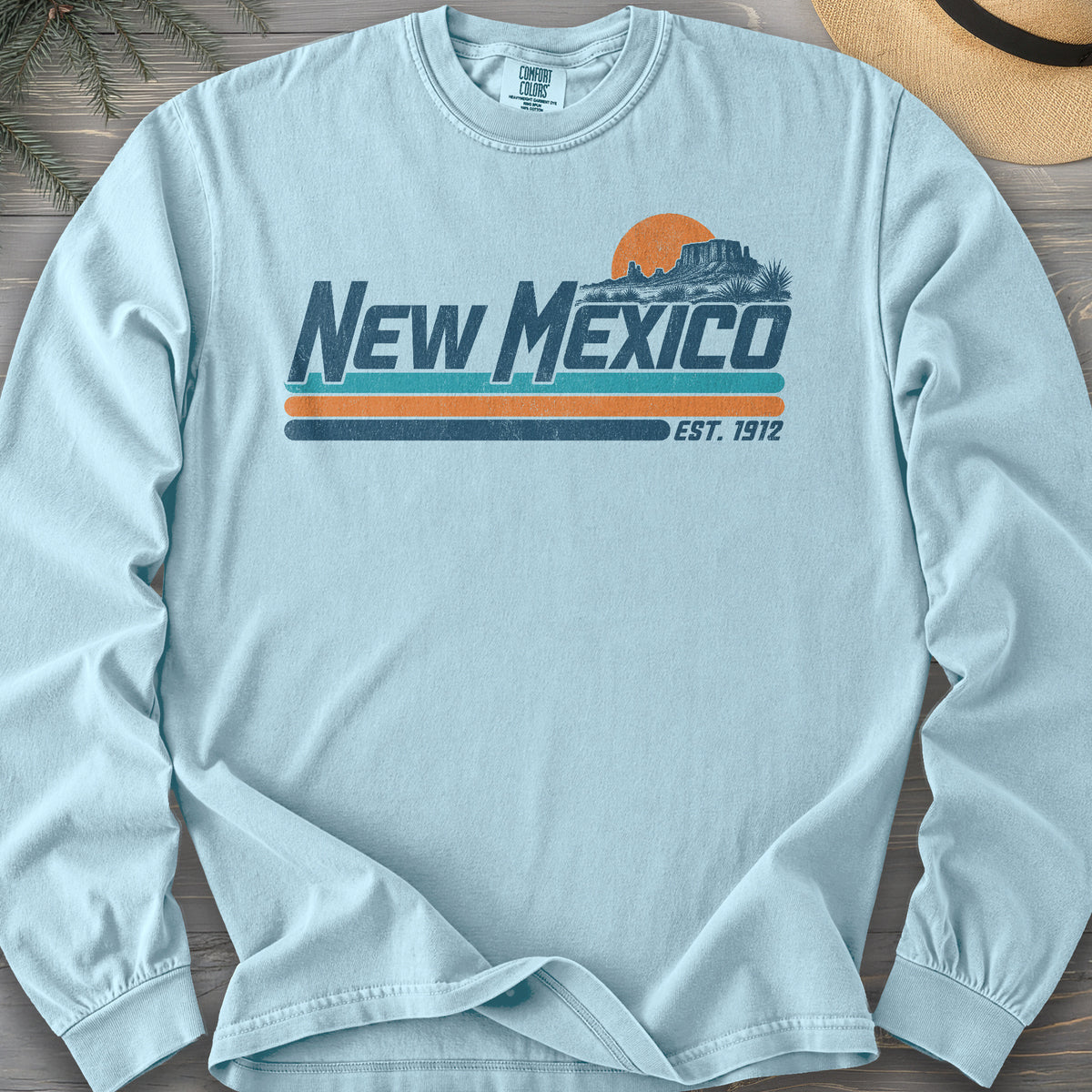 New Mexico Retro Stripe Comfort Colors 6014 Long Sleeve