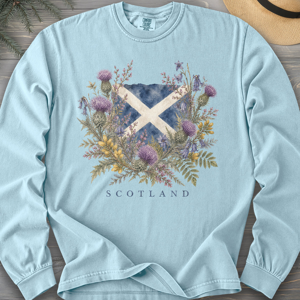 Botanical Scotland Flag Comfort Colors 6014 Long Sleeve