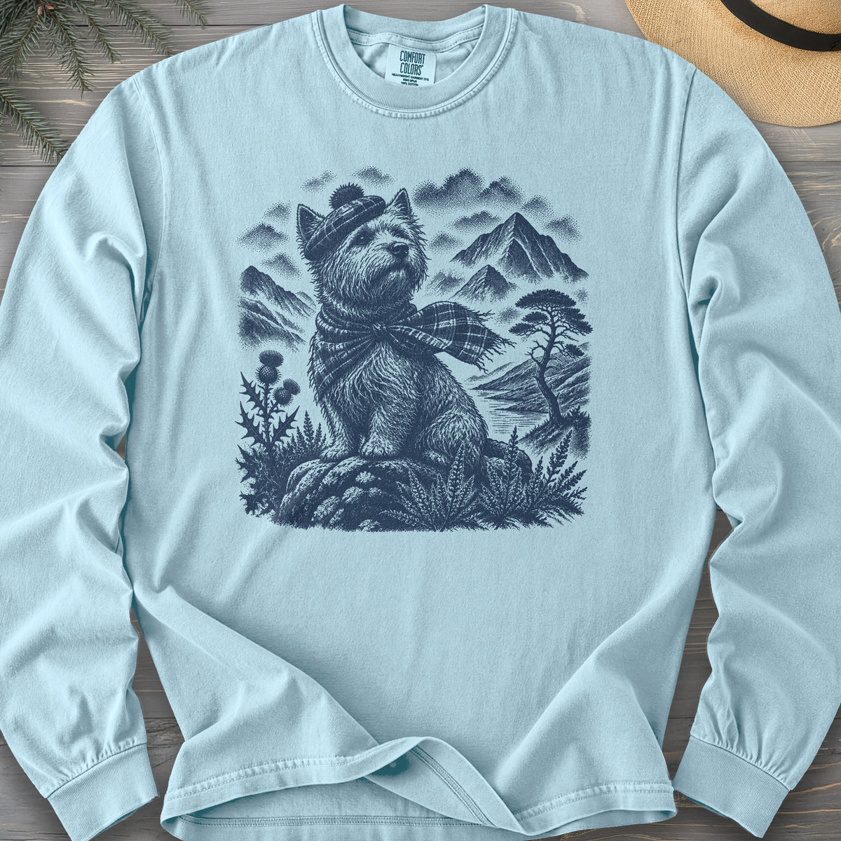 Highland Westie Plaid Comfort Colors 6014 Long Sleeve