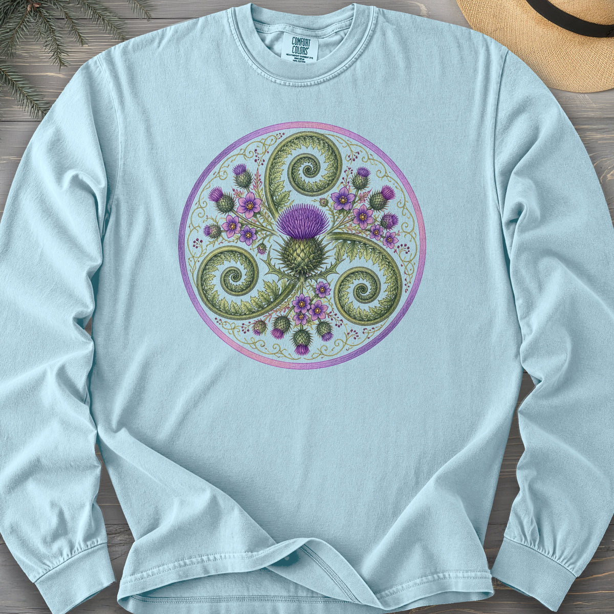 Thistle Triskele Fern Comfort Colors 6014 Long Sleeve
