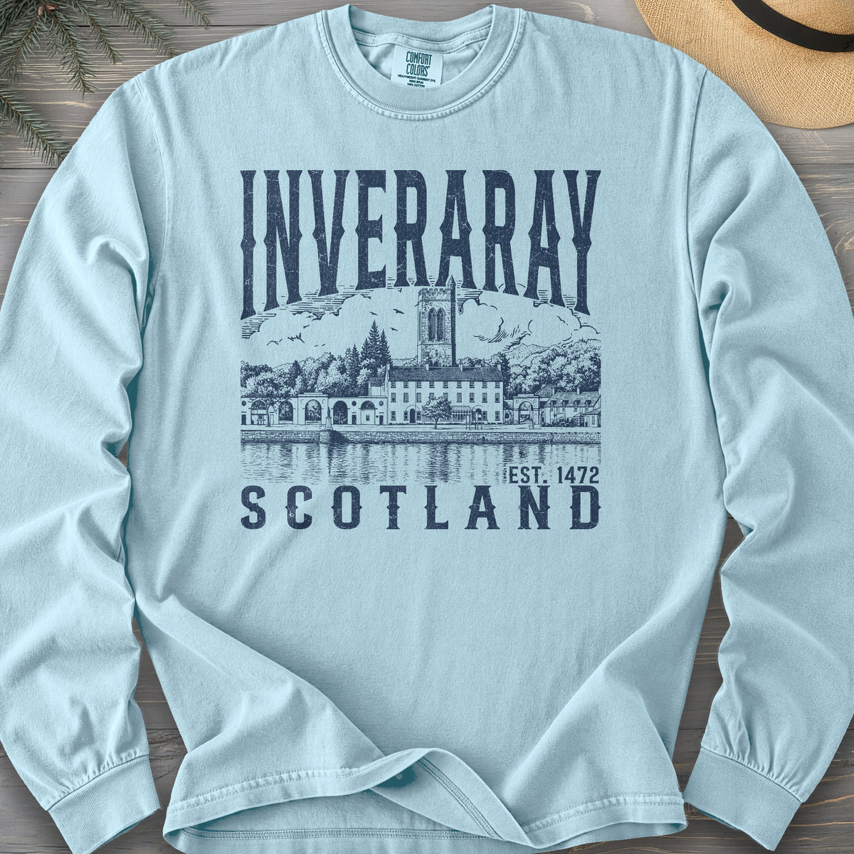 Inveraray Scotland Sketch Comfort Colors 6014 Long Sleeve