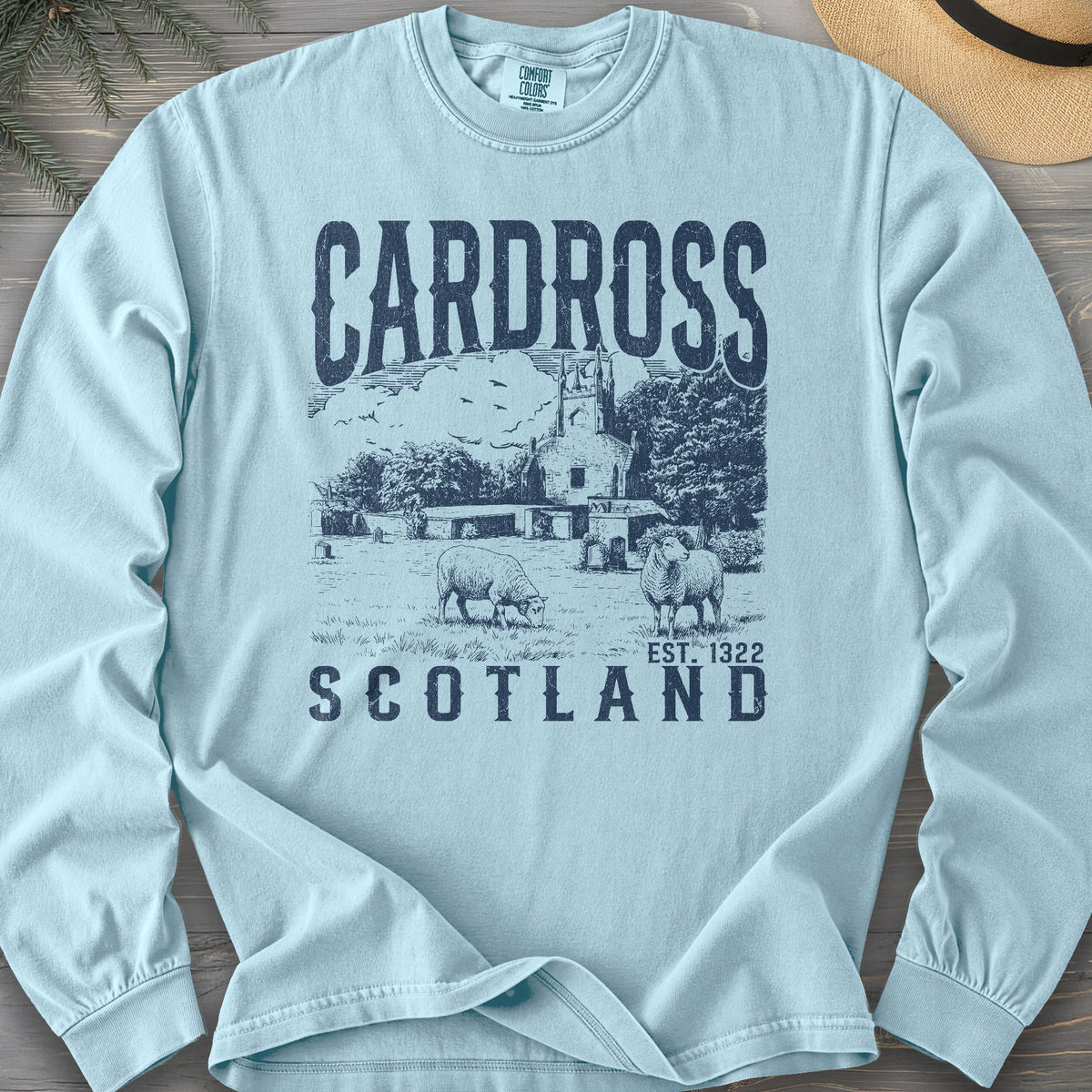 Cardross Scotland Sketch Comfort Colors 6014 Long Sleeve