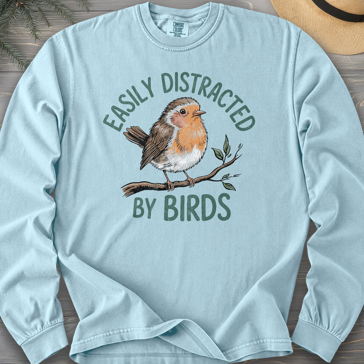 Easily Distracted By Birds Robin Textured Long Sleeve Shirt